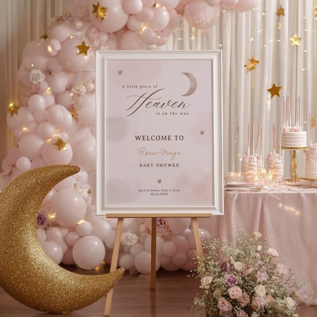 Clouds Little Biet i Heaven Baby-duschen Välkommen Poster (Clouds Little Piece of Heaven Baby shower Welcome Poster)