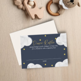 Clouds Mörk blått Boy Baby Shower Raffle Visitkort