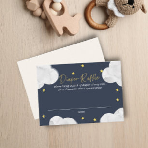 Clouds Mörk blått Boy Baby Shower Raffle Visitkort