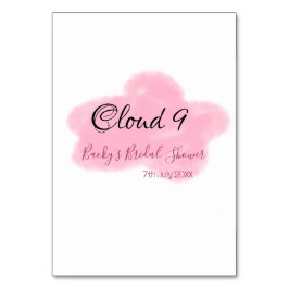 Clouds nine red pastel bridal shower namedate bordsnummer