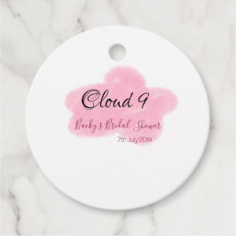 Clouds nine red pastel bridal shower namedate gåvor etiketter