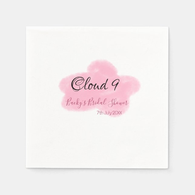 Clouds nine red pastel bridal shower namedate pappersservett (Framsidan)