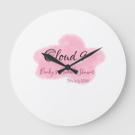Clouds nine red pastel bridal shower namedate stor klocka