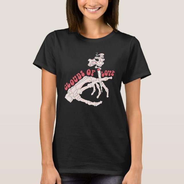 Clouds of Skeleton Groovy Vibes Happy Valentine's  T Shirt (Framsida)