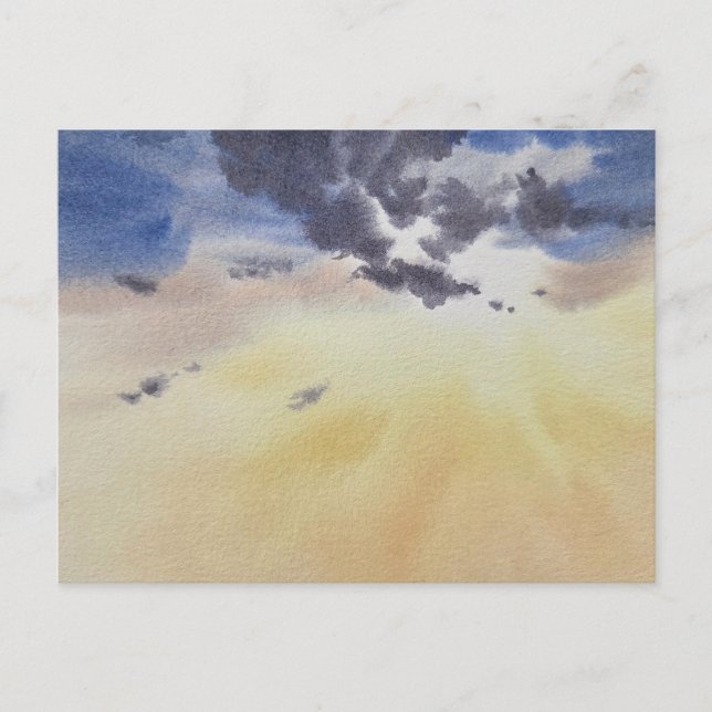 Clouds painting in watercolor  vykort (Framsida)