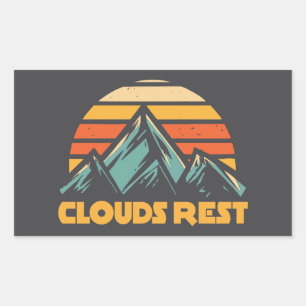 Clouds Rest Mountain Yosemite Retro Turkos Rektangulärt Klistermärke