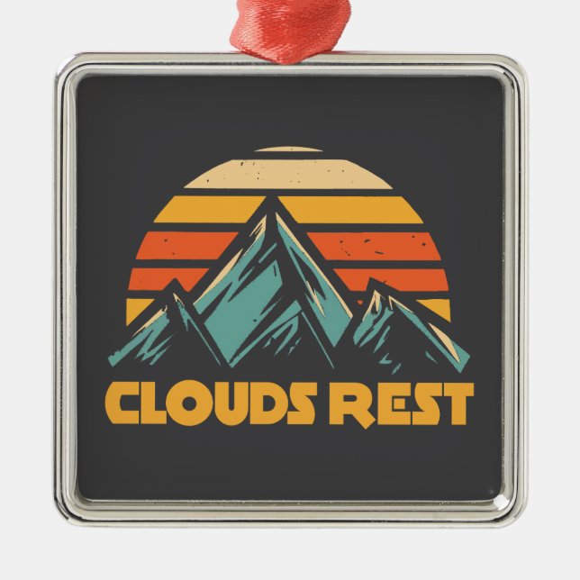 Clouds Rest Mountain Yosemite Retro Turquoise Julgransprydnad Metall (Framsidan)