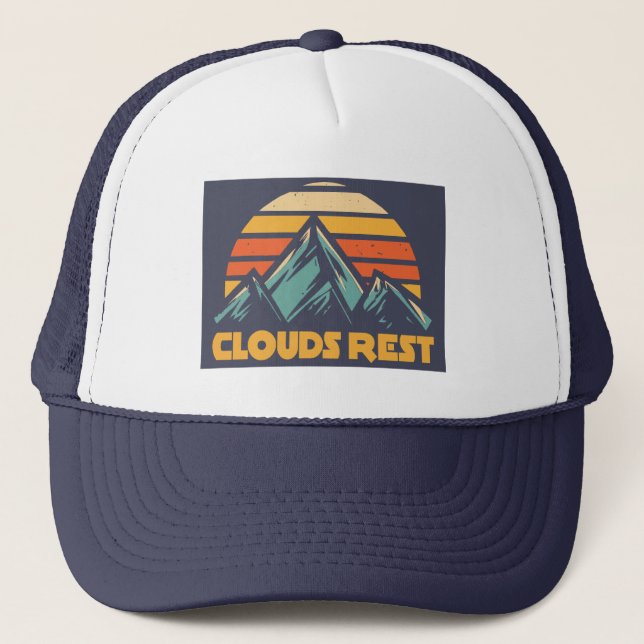 Clouds Rest Mountain Yosemite Retro Turquoise Keps (Framsida)