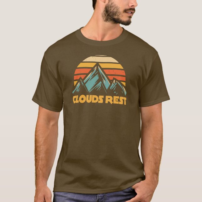 Clouds Rest Mountain Yosemite Retro Turquoise T Shirt (Framsida)