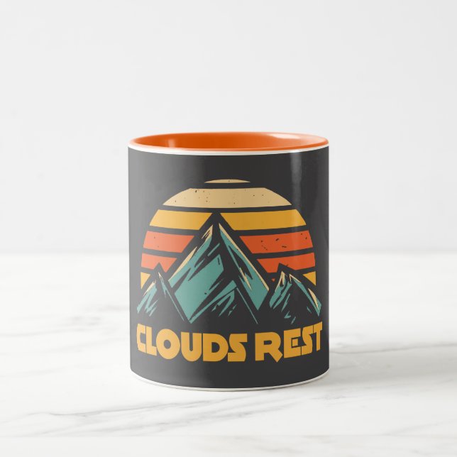 Clouds Rest Mountain Yosemite Retro Turquoise Två-Tonad Mugg (Center)