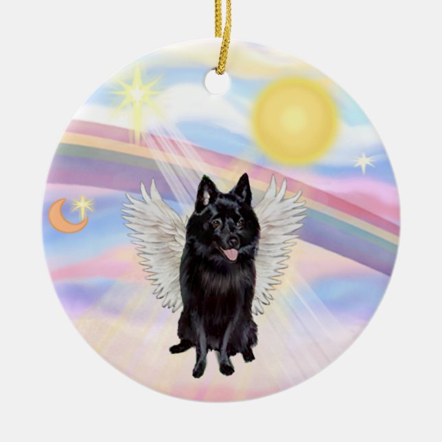 Clouds - Schipperke Angel Julgransprydnad Keramik (Framsidan)