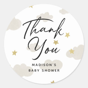 Clouds Stars Guld Tack Baby Shower Runt Klistermärke
