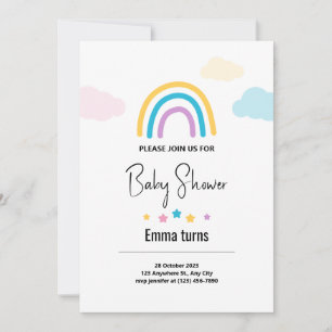 Clouds & Stars Rainbow Pojke Baby Shower Invita Inbjudningar