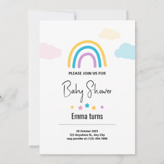 Clouds & Stars Rainbow Pojke Baby Shower Invita Inbjudningar