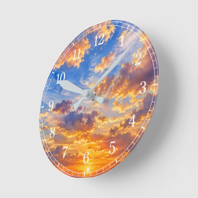 Clouds Wall Clock — Sky-Inspired Design Rund Klocka (Vinkel)