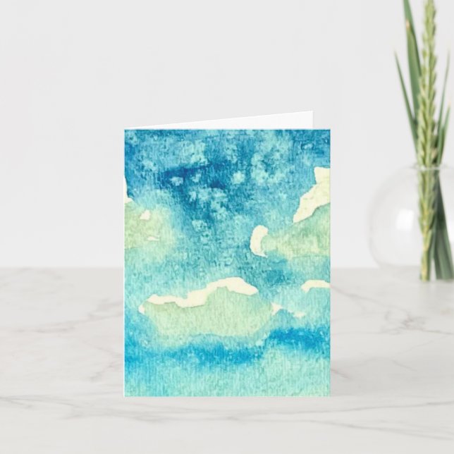 Clouds Watercolor Art Folded Anteckningskort (Framsida)