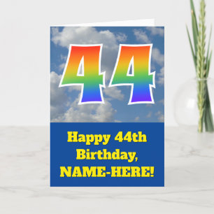 Cloudy Blå himmel, Rainbow Mönster ’44’ Birthday # Kort