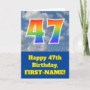 Cloudy Blå himmel, Rainbow Mönster ’47’ Birthday # Kort