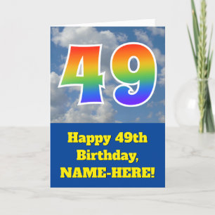 Cloudy Blå himmel, Rainbow Mönster ’49’ Birthday # Kort