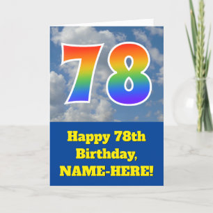 Cloudy Blå himmel, Rainbow Mönster ’78’ Birthday # Kort