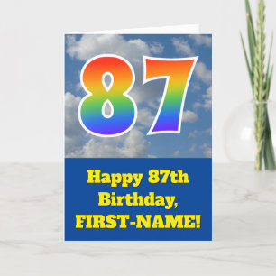 Cloudy Blå himmel, Rainbow Mönster "87" Birthday # Kort