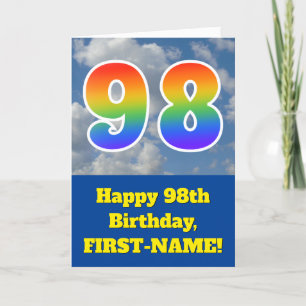 Cloudy Blå himmel, Rainbow Mönster ’98’ Birthday # Kort
