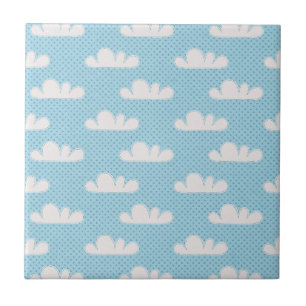 Cloudy Clouds Blue Dotty Himlar Kakelplatta