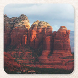 Cloudy Coffee Pot Sten i Sedona Arizona Underlägg Papper Kvadrat