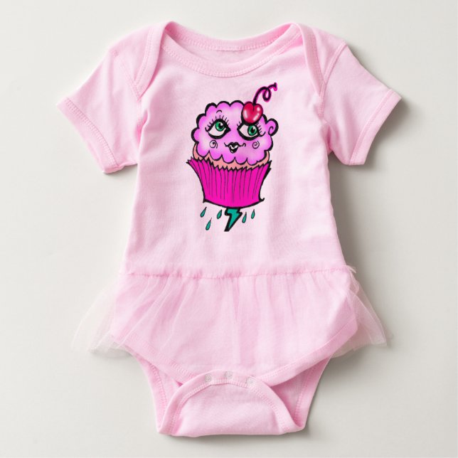 Cloudy Cupkaka Baby Tutu Romper T-shirt (Framsida)