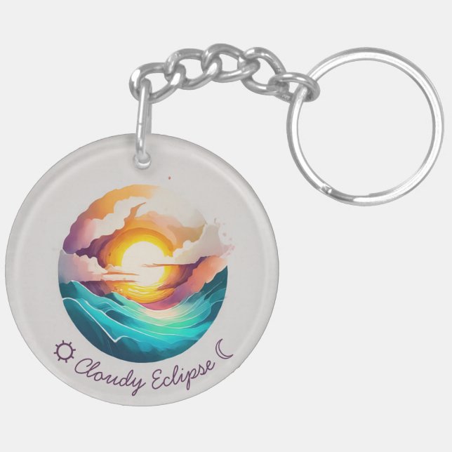 Cloudy Eclipse Acrylic Keychain (Höger Baksida)