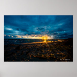 Cloudy Fall Sunrise över Hammond Bay Poster