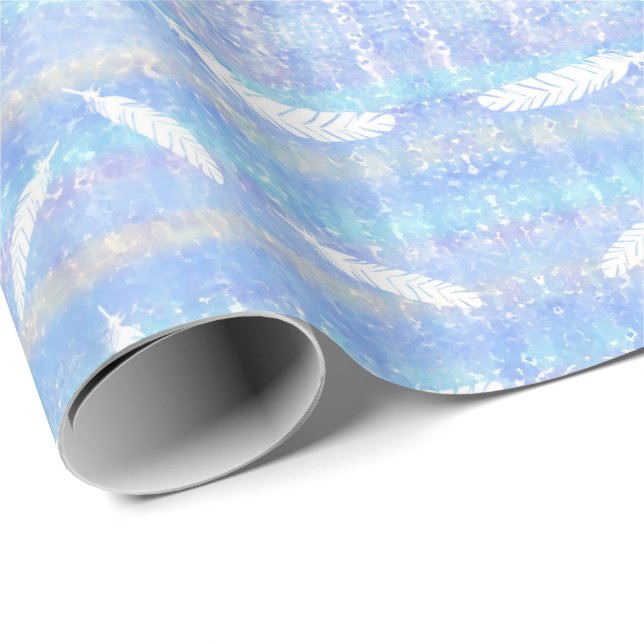 Cloudy Feathers Presentpapper (Rullad Hörn)
