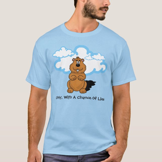 Cloudy Groundhog Day T-shirt (Framsida)