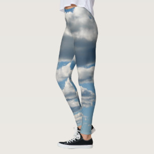 Cloudy Himmel Blue och White Leggings