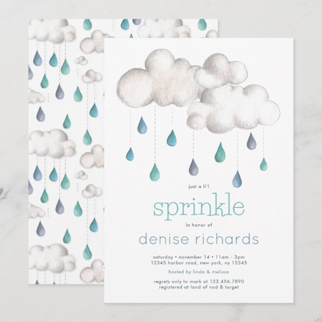 Cloudy med en chans till Sprinkles Baby Shower Inbjudningar (Fram/baksida)