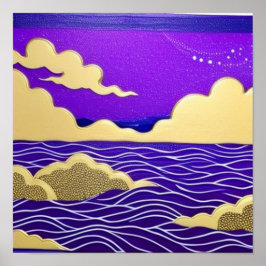 Cloudy Sea på natten Poster