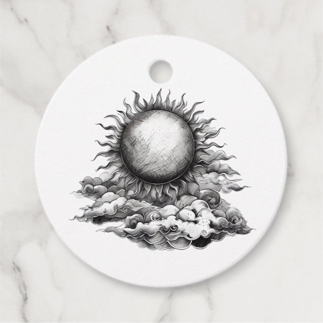 Cloudy Sol Gåvor Etiketter (Framsida)