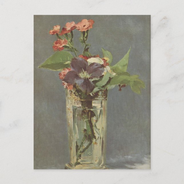 Clove and clematis in a crystal vas - Manet Vykort (Framsida)