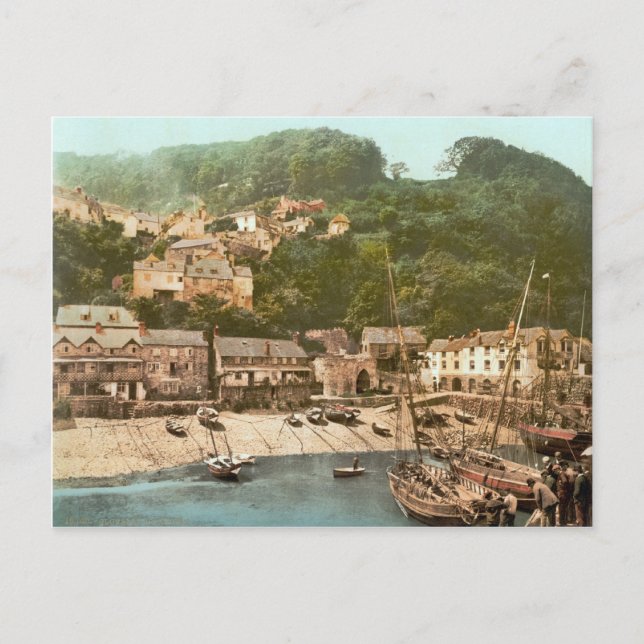 Clovelly Harbour, Torridge, Devon, c.1895 Vykort (Framsida)