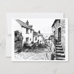 Clovelly Village Sketch, Devon England Vykort