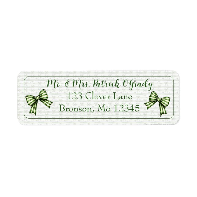 Clover & Bow St. Patrick's Day  Returadress Etikett (Framsidan)