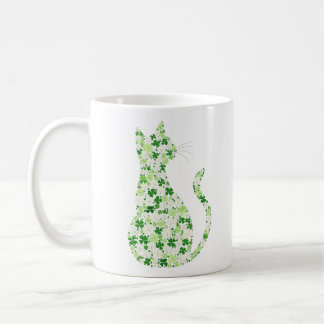 Clover Cat Silhouette - St. Patrick's Day-firande Kaffemugg