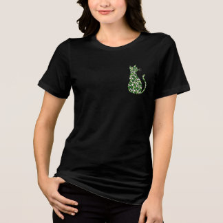 Clover Cat Silhouette - St. Patricks Day-firande T Shirt