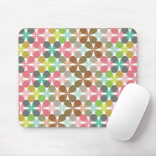 Clover Chic Retro Mod Pasteller Mönster Vektor Art Musmatta (Med mus)