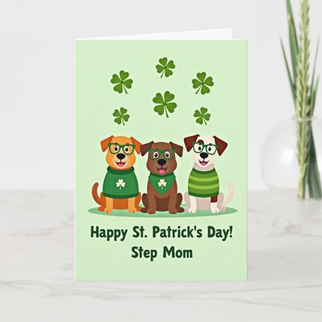 Clover Dogs Pattern Holiday Card Kort (Framsida)