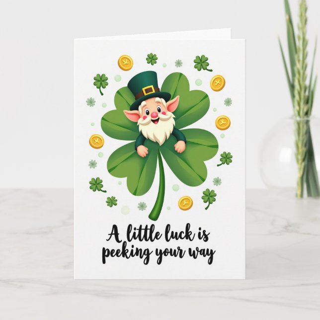 Clover Leprechaun Luck Card Kort (Framsida)