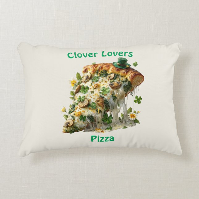 Clover Lovers Pizza St. Patrick’s Day Prydnadskudde (Framsidan)