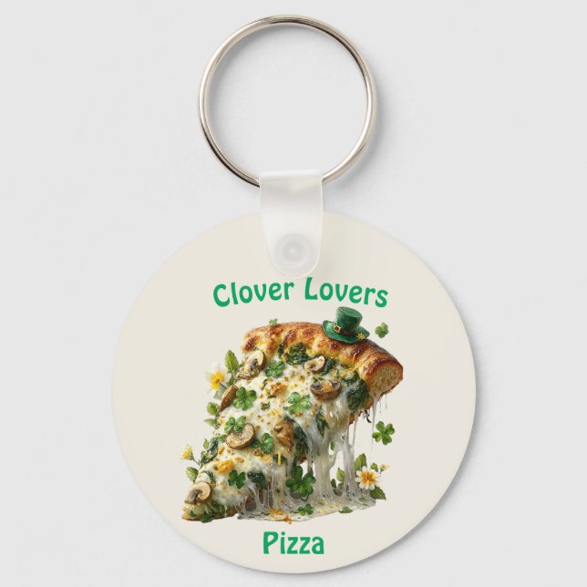 Clover Lovers Pizza St. Patrick's Day Nyckelring (Framsida)