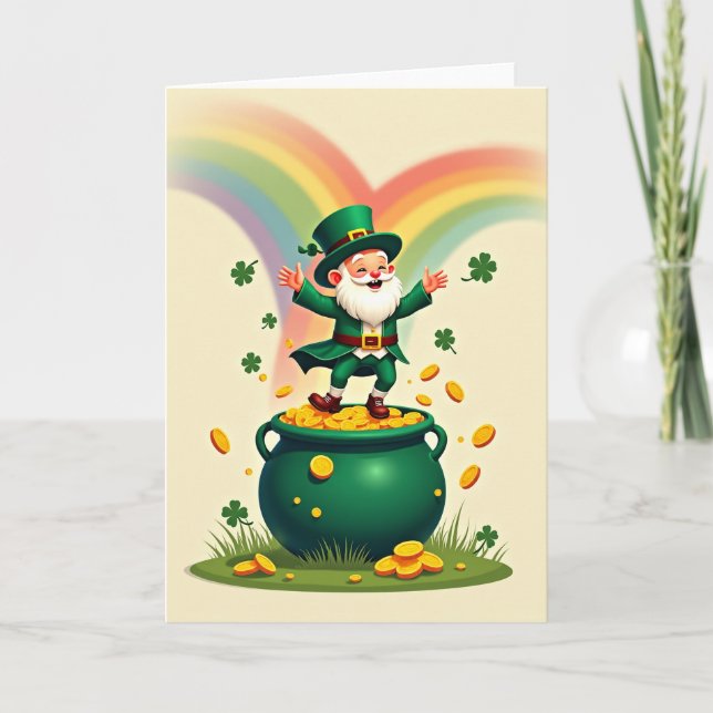 Clover Luck Leprechaun Scene Card Kort (Framsida)