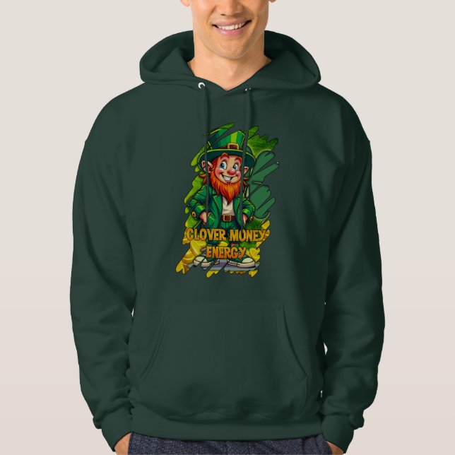 Clover Money Energy – Lucky Leprechaun - camiseta Hoodie (Framsida)